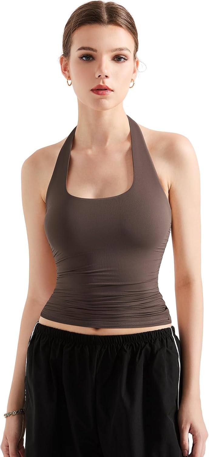 SUUKSESS Women Halter Tank Tops Double Lined Backless Y2K Trendy Going Out Tops - Image 5