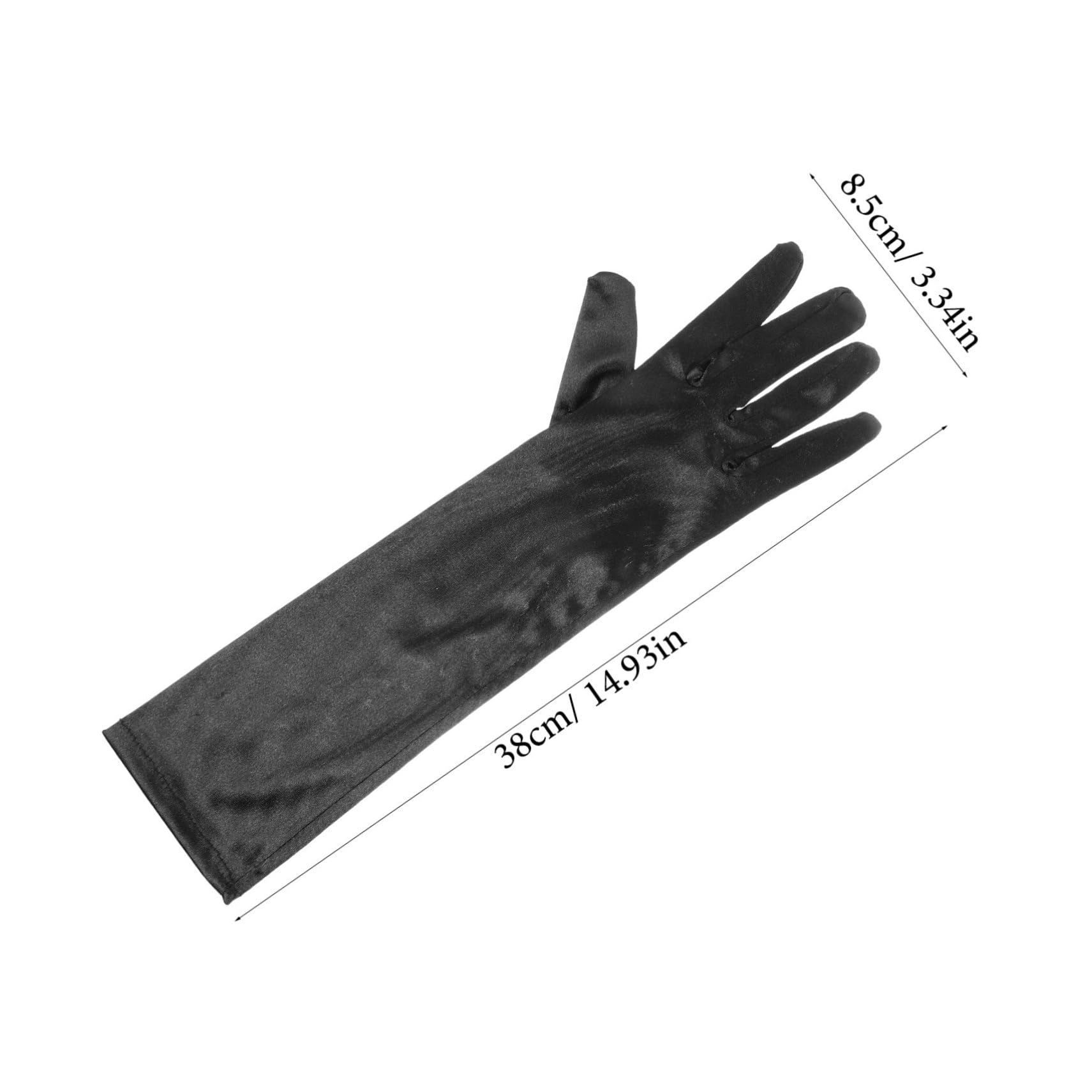 Healeved Classic Stretch Black Satin Gloves Women's Gothic Gloves for Wedding Engagement Banquet Pair
