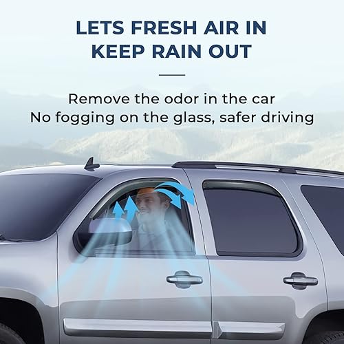 Miniatura 4 de ISSYAUTO Protectores de lluvia para ventana en canal, compatibles con Tahoe Yukon 2007-2014, deflectores de ventana lateral, deflectores de