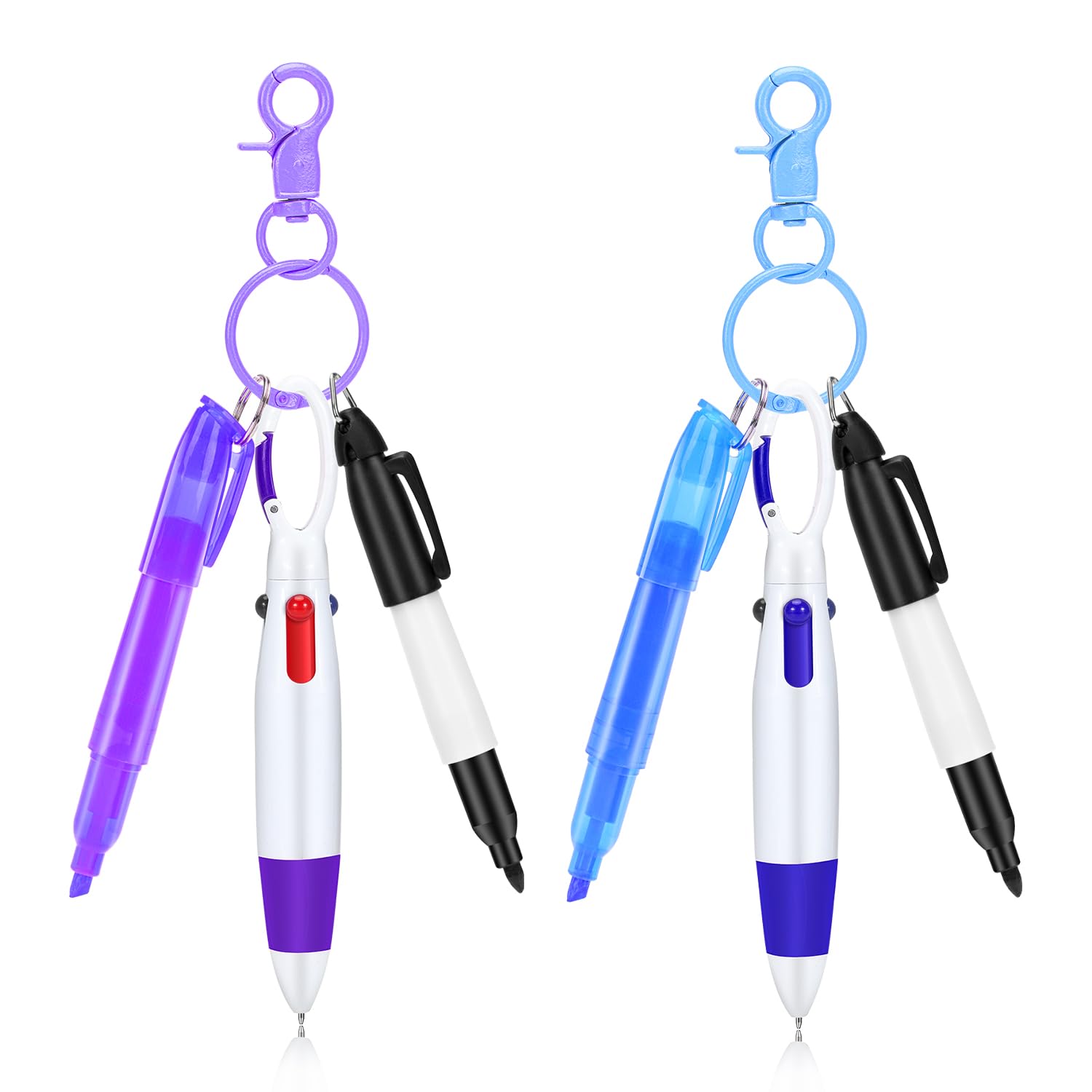 yadiana Mini Nurse Pen Set, Multicolor Pen in One, Retractable Ball Pens Permanent Marker Pens and Yellow Tip Highlighter Set, Keychain Pen Badge Pens Gift for Nurses