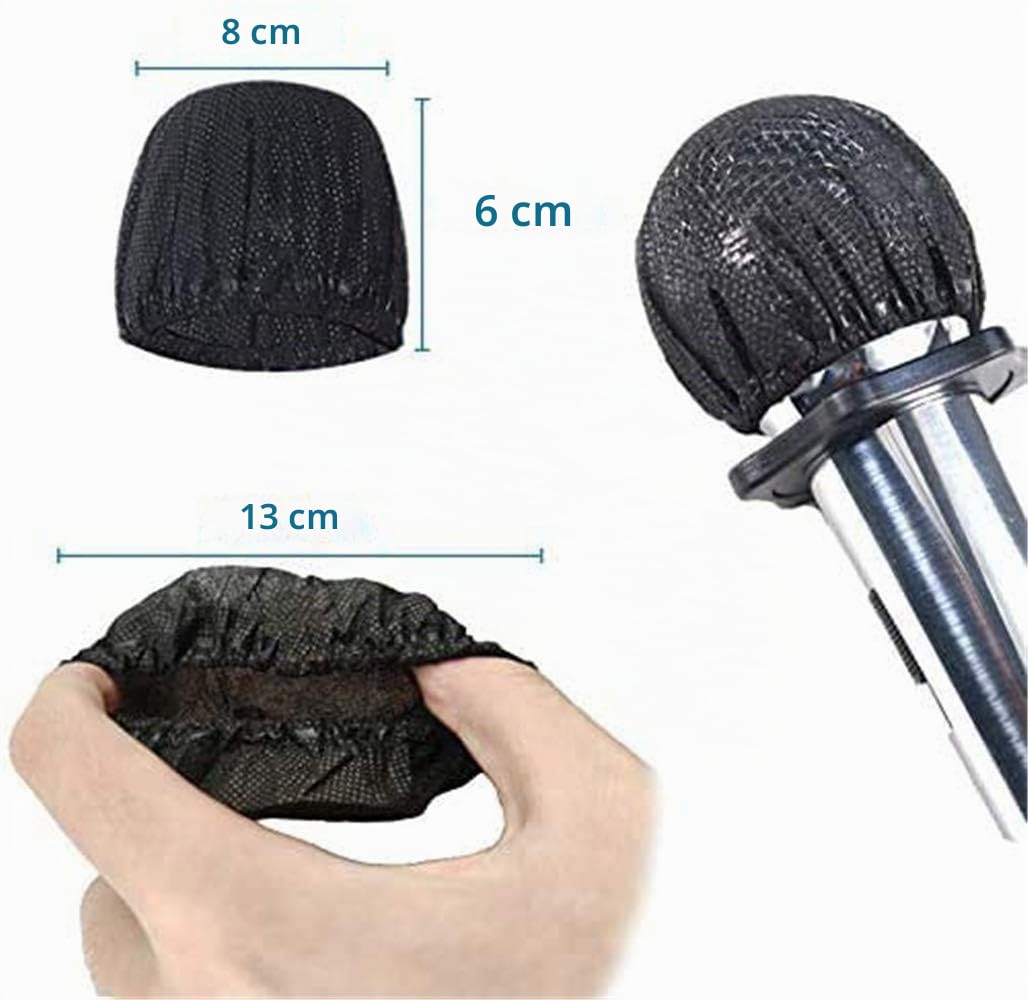 Confezione da 300 pezzi di coperture usa e getta per microfono, rivestimento protettivo in spugna per l'igiene del microfono, rimozione degli odori, per sala di registrazione, Karaoke, radio (Nero)