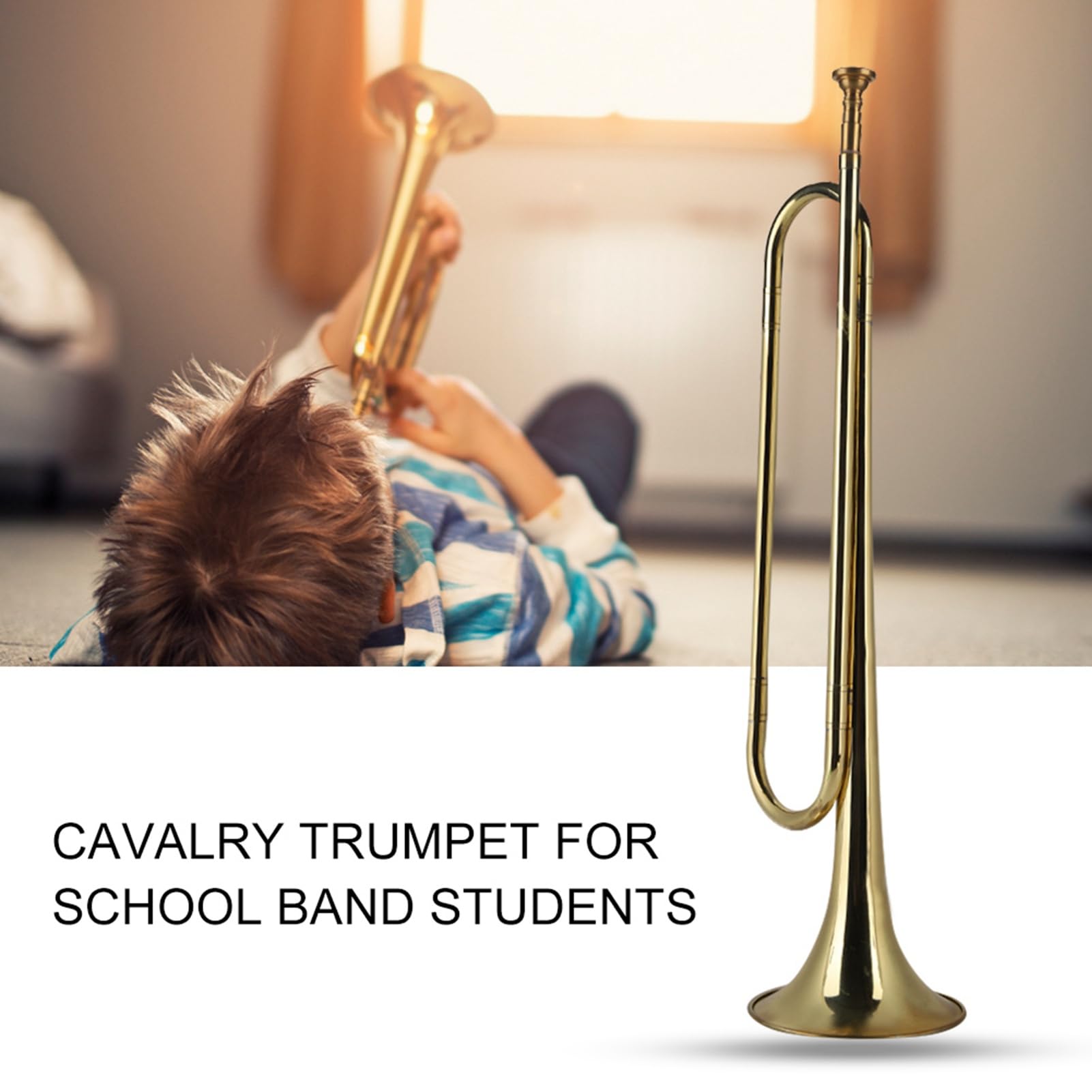 Trompette Weikeya pour fanfare scolaire, facile à utiliser, en laiton solide pour enfants et adolescents, or, Sib, durable