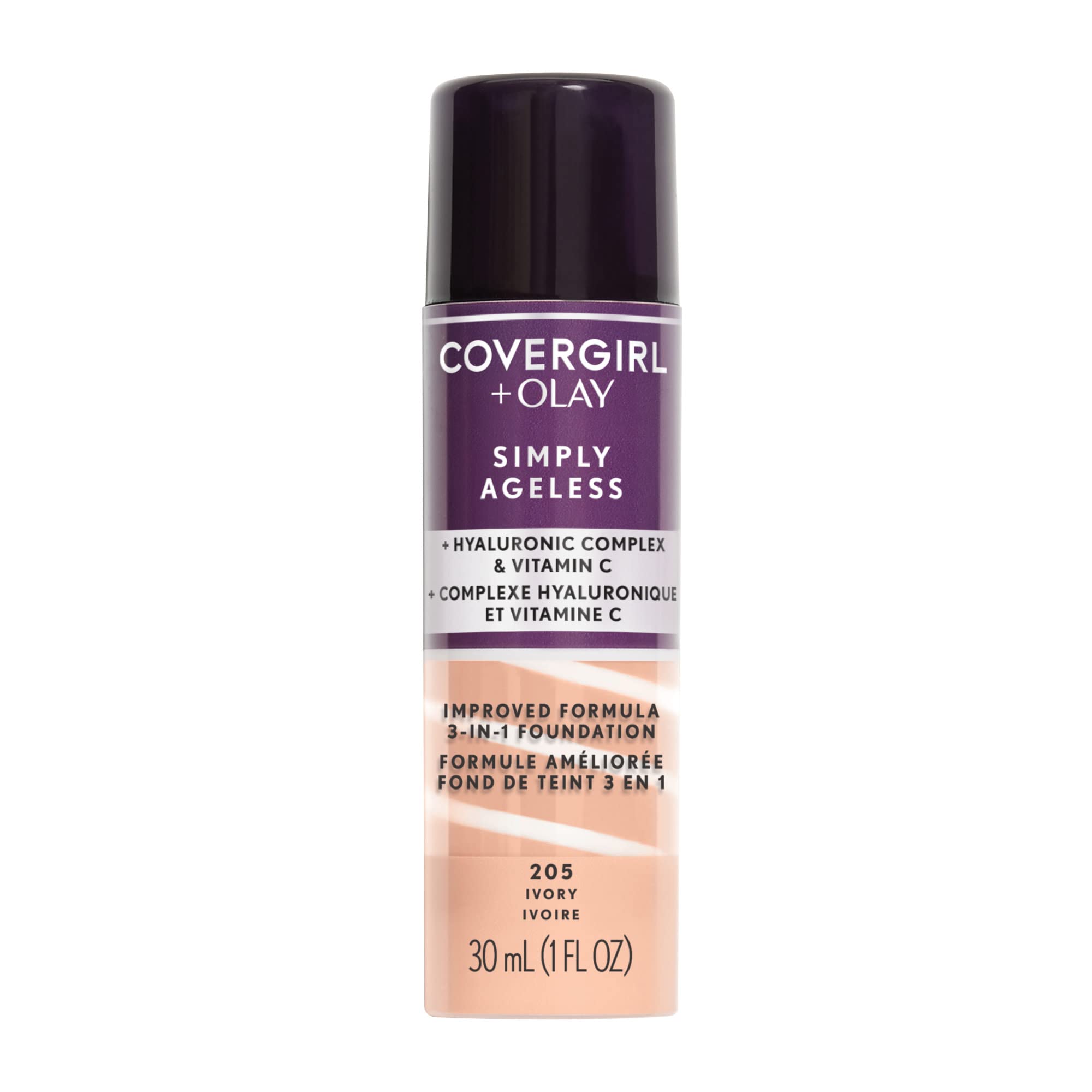 Cover Girl -Simply Ageless 3-in-1 Liquid Foundation Infused with Hyaluronic Complex, Vitamin C and Niacinamide - Hydrating Formula, 100% Cruelty-Free
