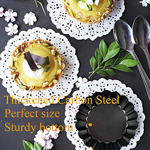 KUAYB 10PCS Egg Tart Molds 3 inch Mini Tart Pans with Removable Bottom, Gourmetian