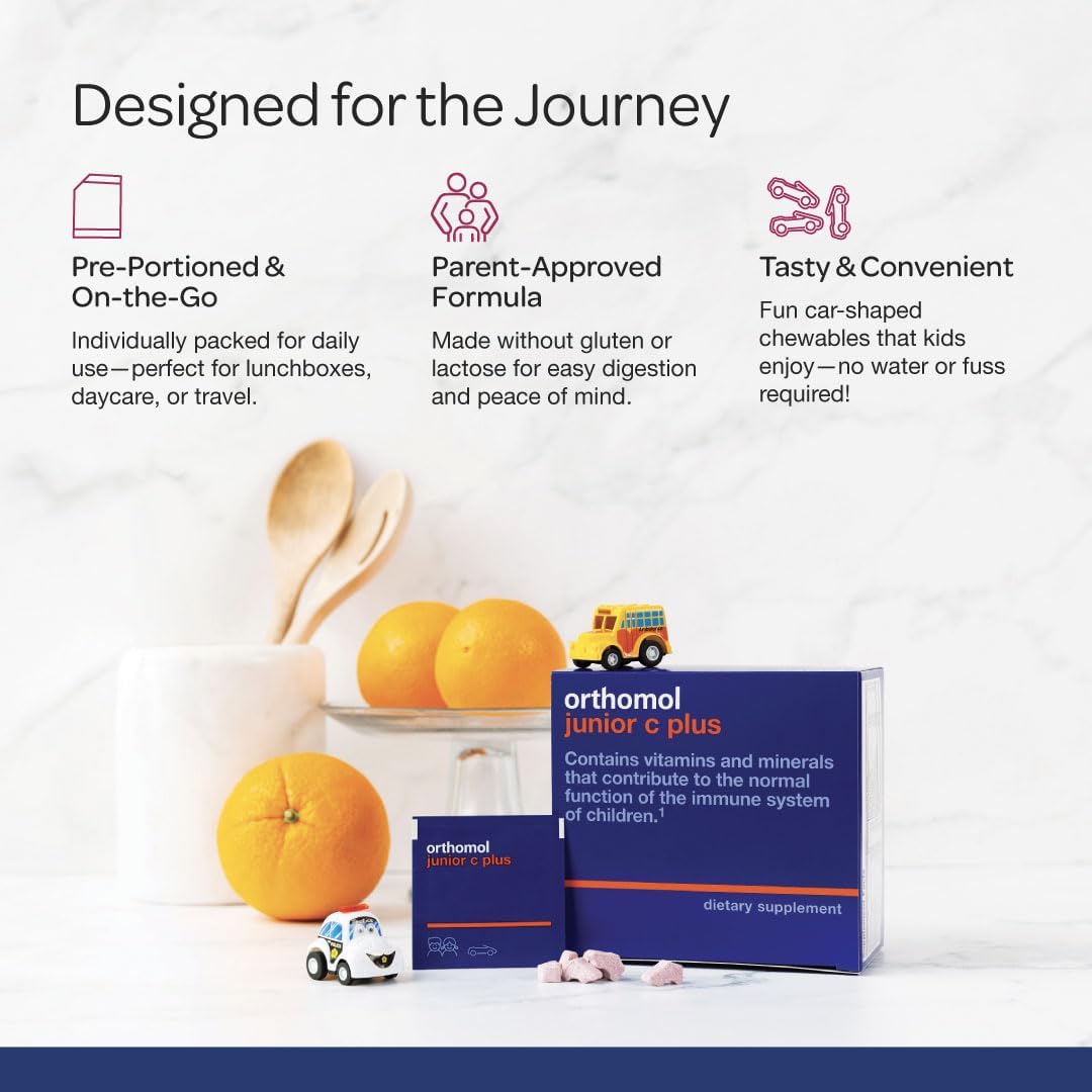 Orthomol Immun Junior C Plus, Kid's Multivitamin, Wildberry Flavor, 30-Day Supply - Image 7