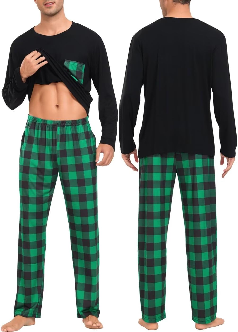 LecGee Matching Family Pajama Set Christmas Couple Plaid Sleepwear Xmas Long Sleeve Lounge Set Men&Women Button Down Pjs Set - Image 4