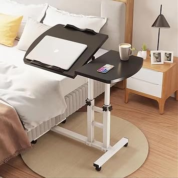 Foldable Laptop Desk Height Adjustable Laptop Table 360 Degree Angle Rolling Notebook Desk Stand on Bed Sofa Foldable Computer Desk Black