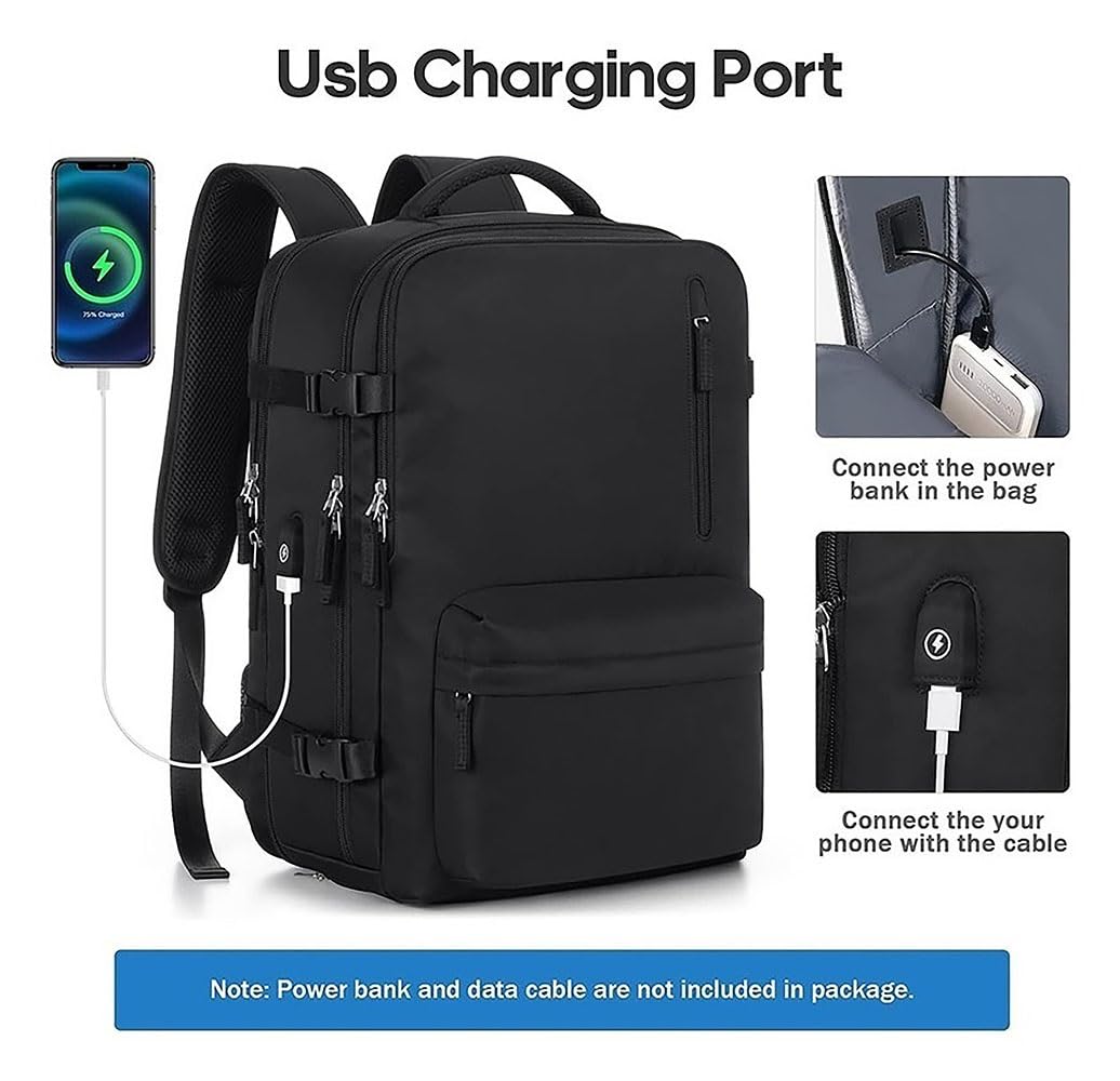 Mochila de viaje, mochila de viaje para portátil, 35 litros 14 litros expandible mochila de viaje de negocios, resistente al agua duradera de 14 pulgadas mochilas para portátiles, mochila grande de ne