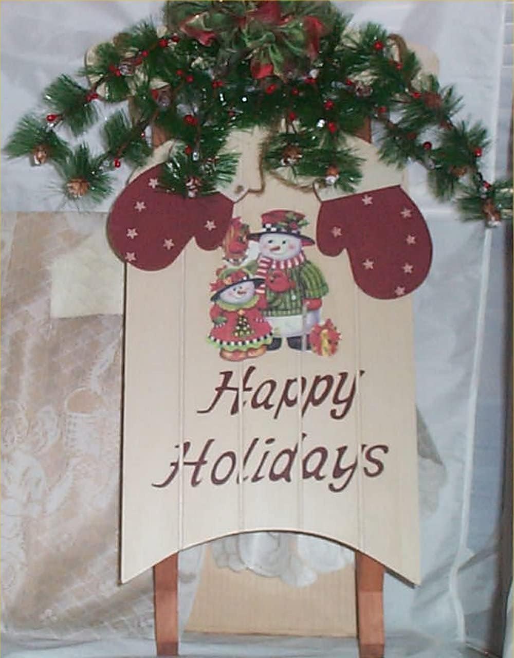 Snowman Holiday Decoration Christmas Sleigh Lighted Wall Decor Home Decoration