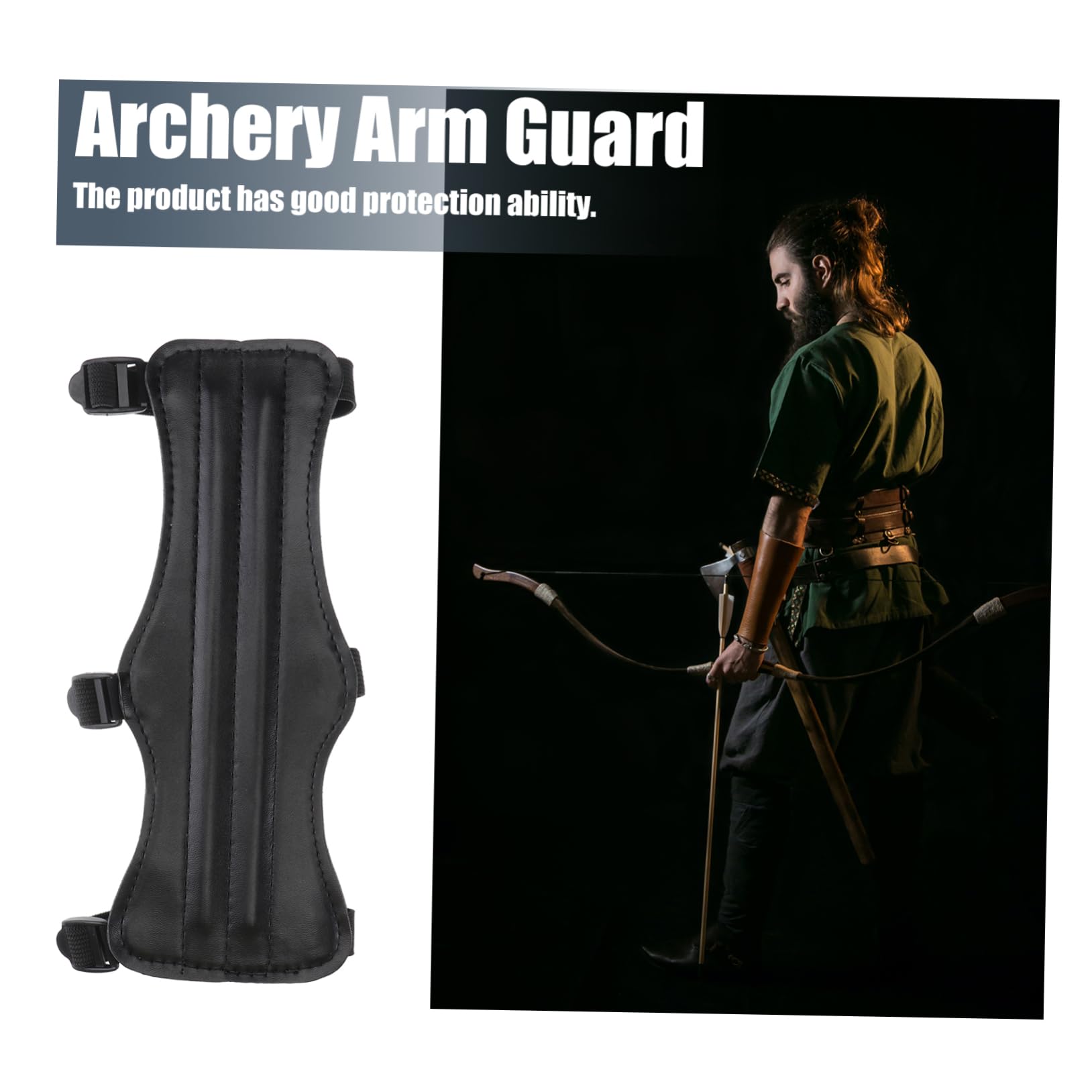 KOMBIUDA Triple Buckle Arm Guard Protective Gear Wrist Sling Adjustable Wristband for Arrow Shooting