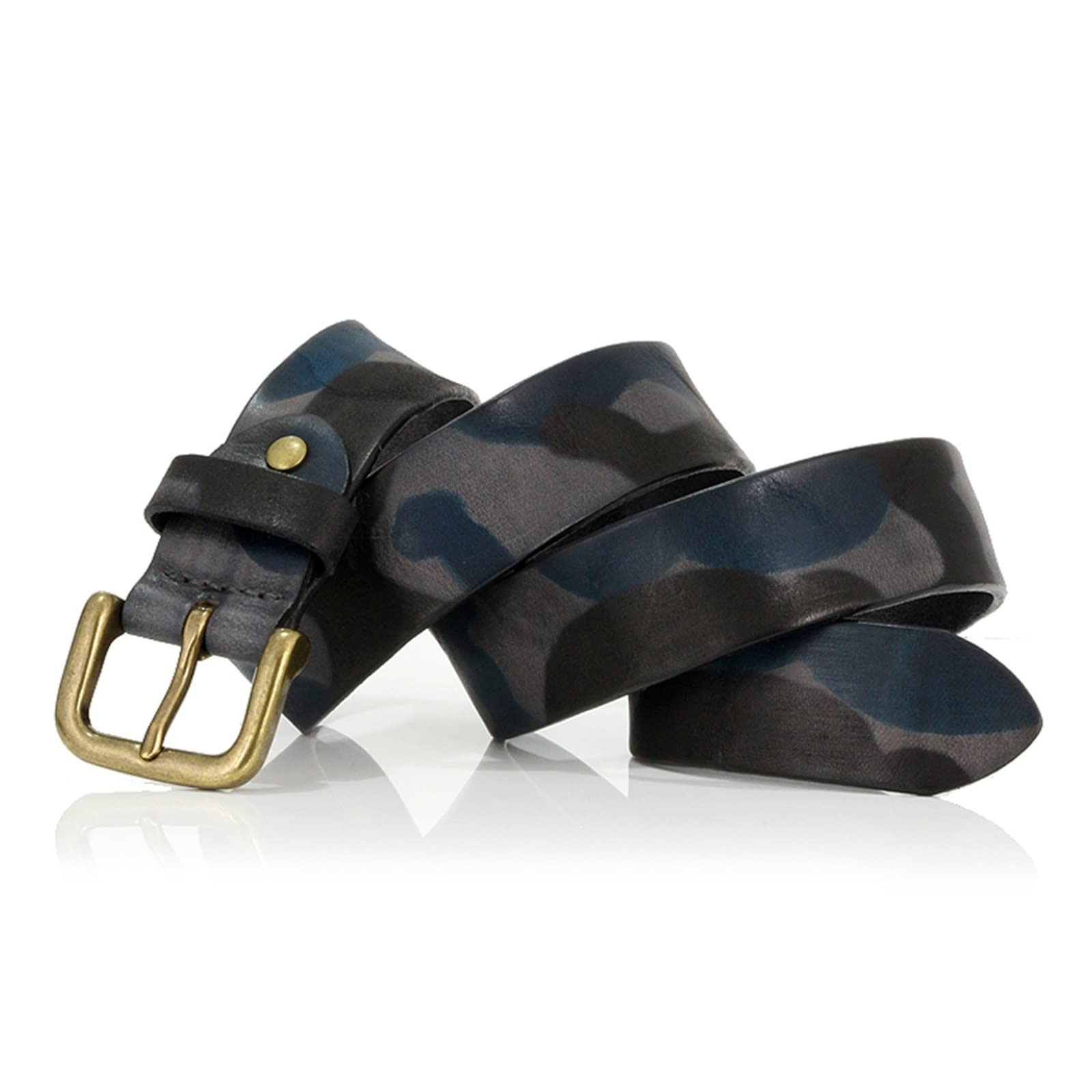 Pasek z prawdziwej skóry dla mężczyzn Pas taktyczny Solidny mosiężny pasek z klamrą Pas sportowy Męski pasek wojskowy(50in/125cm,3.3cm width Blue)