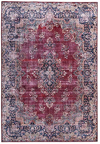 THEKO | Orientteppich aus 100% Polyester Gino Falcone - Rachele | maschinell Bedruckt | Farbe: Rot |...