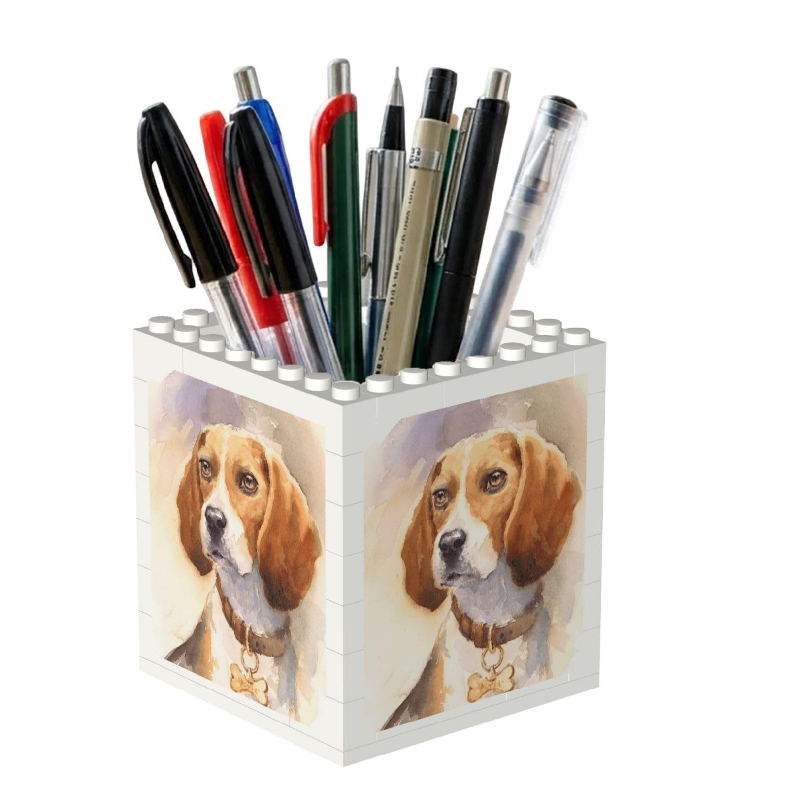Poadnly Watercolor Beagle Head, Pen Pot Pencil Holder for Office Home School, Compact Desk Organiser for Office Stationery