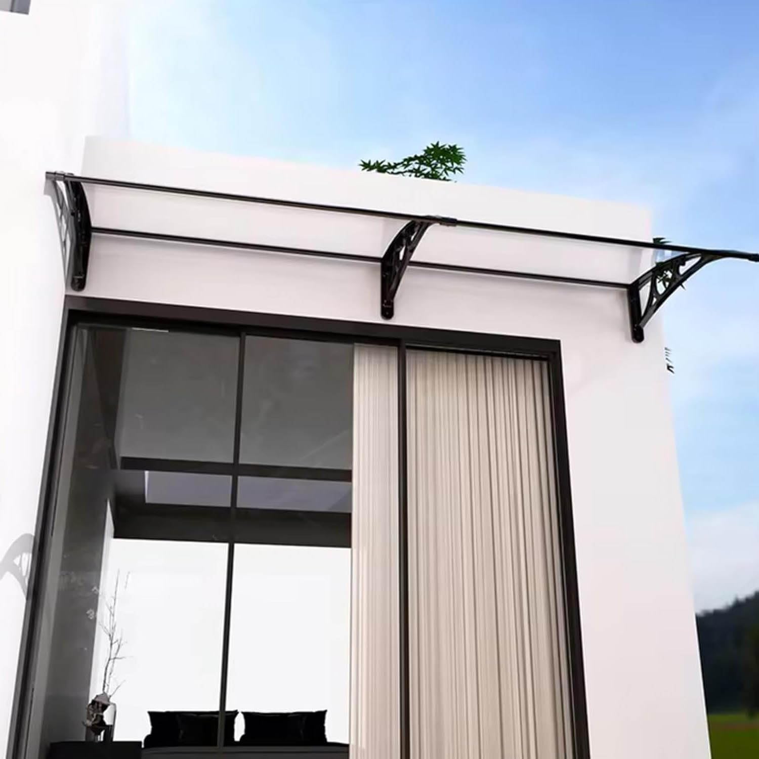 Genérico Marquesina Puerta Exterior,Soporte de aleación de Aluminio,Marquesina para Puertas y Ventanas,Marquesinas Exterior,Toldo Cubierta de Policarbonato,120x400cm/47x158in