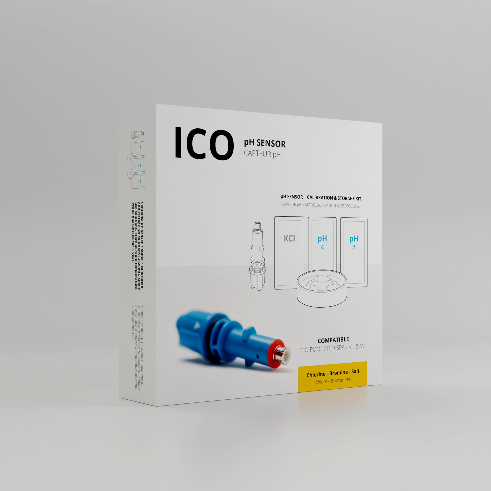 Ondilo Sensor de pH - ICO Pool e ICO Spa - Kit de calibración incluido | Sonda de pH con kit de calibración incluido - Compatible con ICO V1 y V2 - Mide el pH