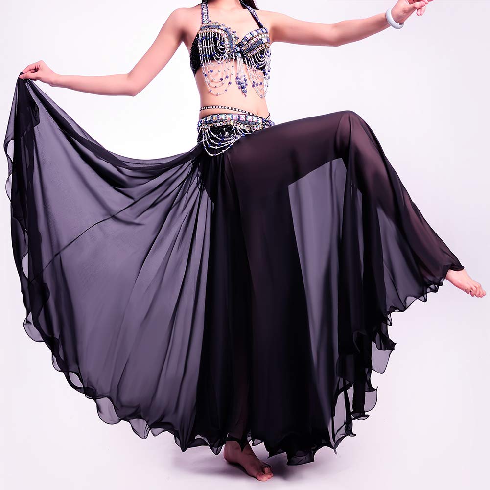 ROYAL SMEELA Jupe Danse du Ventre ATS Voile Maxi Full Jupes Tribal Robe de Danse Mousseline Jupe Longue Flamenco Femme 720 degrés Grande Swing Jupe Costumes Danse Orientale