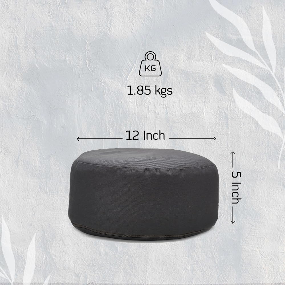 Sarveda Hi-Zafu Meditation Cushion | Buckwheat Filled and Lotus Embroidered (Rose) 3