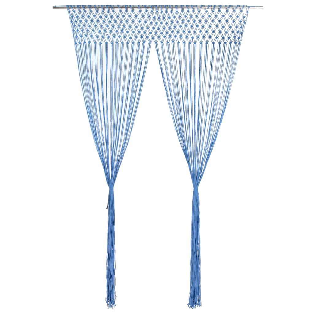 Rideau en macramé bleu 140 x 240 cm en coton