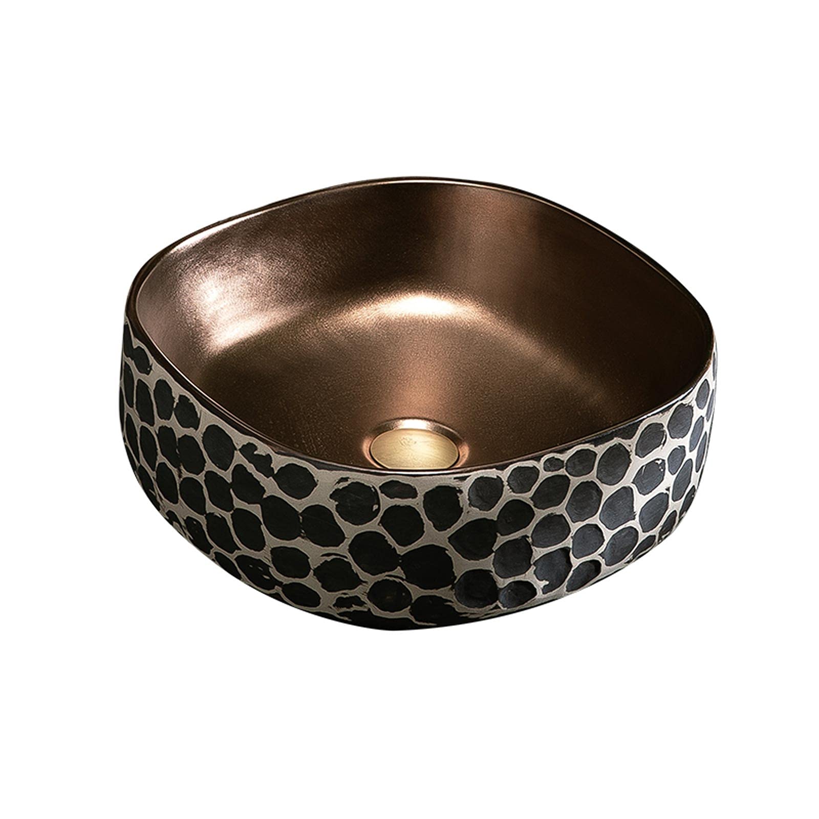 CWCQGH Bathroom Vessel Sink 16.9 x 5.9 Inch Bathroom Sink Ceramic Vessel Sink, Above Counter Vanity Bowl Vessel Sink Drain Combo for Lavatory Cabinet Vessel Sink (A)