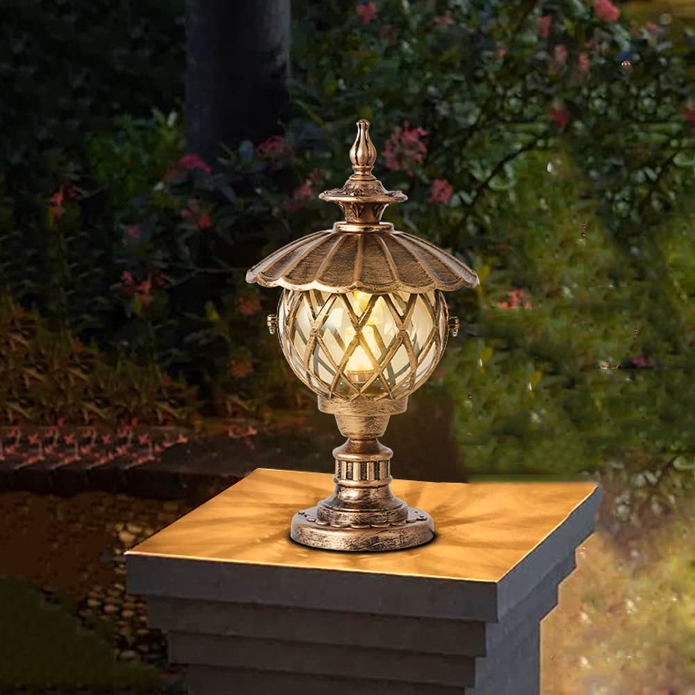 Éclairage de poteau de jardin haut de gamme style victorien et globe lumineux étanche ambre