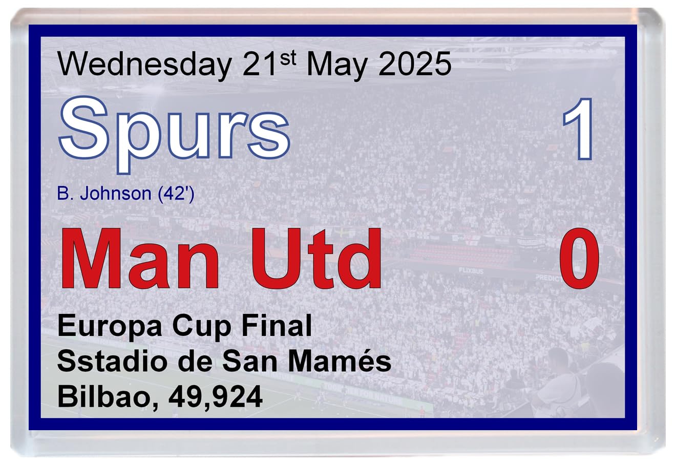 Baked Bean Store Multicolor Spurs Europa Cup Final Scoreboard - Jumbo Fridge Magnet 96 X 67Mm