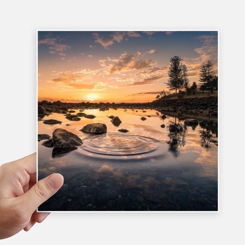 Autocollant nature océan ciel déco pour valise et ordinateur portable lot de 4 stickers 20cm