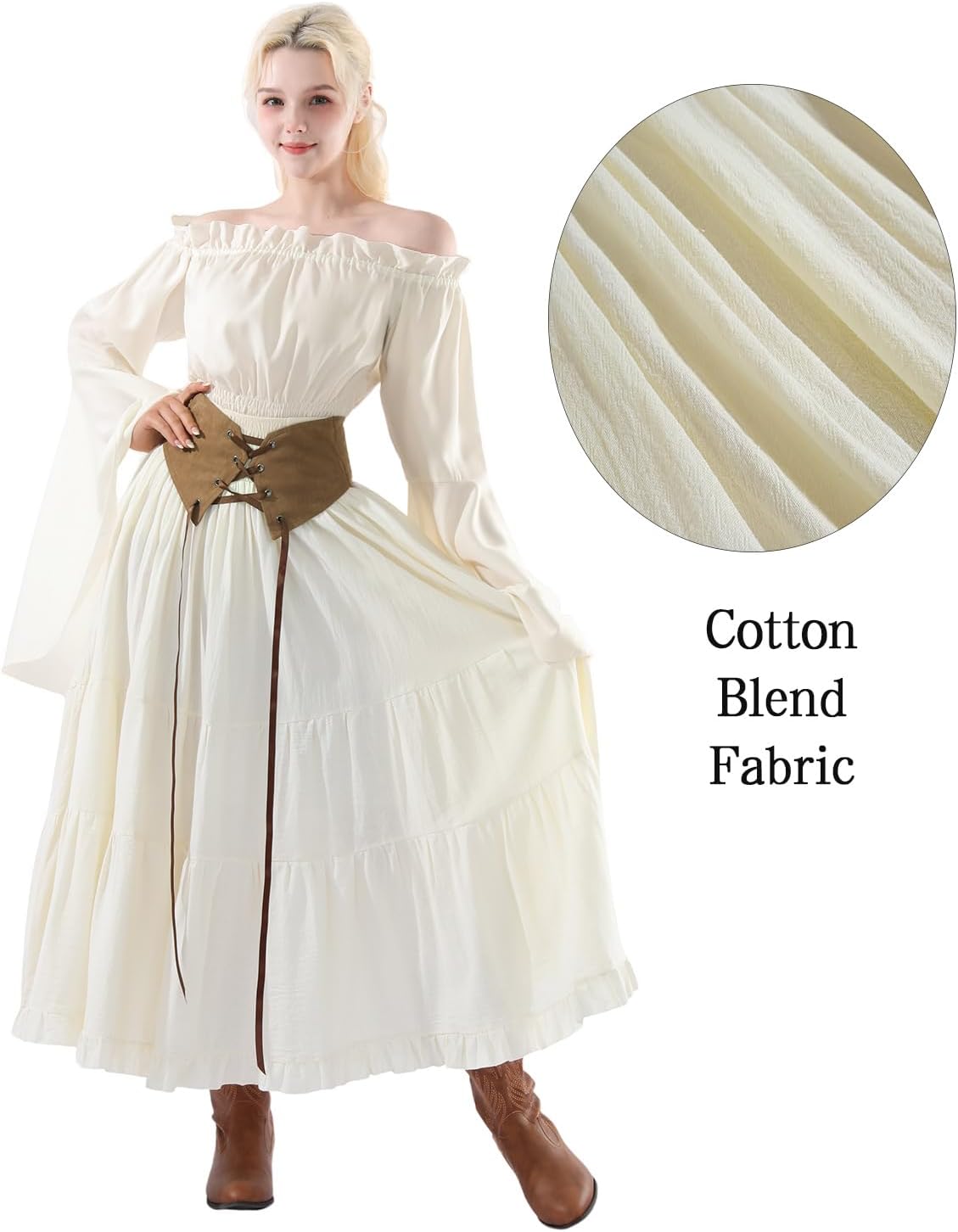 CR ROLECOS Womens Renaissance Skirt Victorian Lace-up High Waist Peasant Long Skirt - Image 5