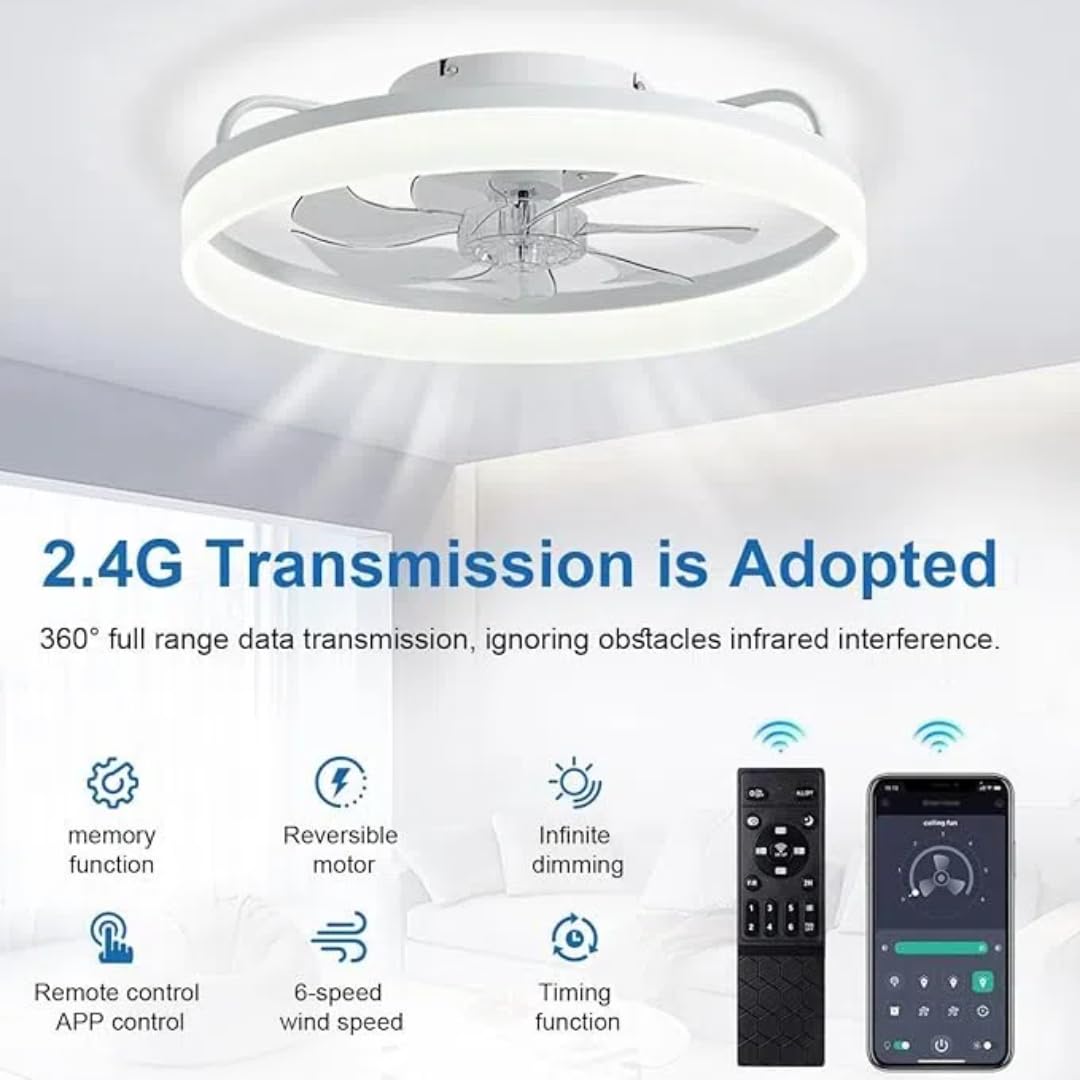 Wentylator sufitowy z oświetleniem, 48 W, 220 V, ściemniana, lampa sufitowa z pilotem zdalnego sterowania i aplikacją, 6 prędkości, z wentylatorem, timerem, do sypialni, salonu, czarny (biały