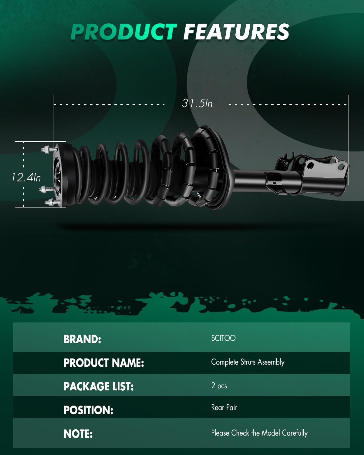 SCITOO Rear Strut Assembly Automotive Replace 271681 271680 Quick Struts Shock for Lexus ES300,for Toyota Avalon,for Toyota Camry,for Toyota Solara - Set of 2