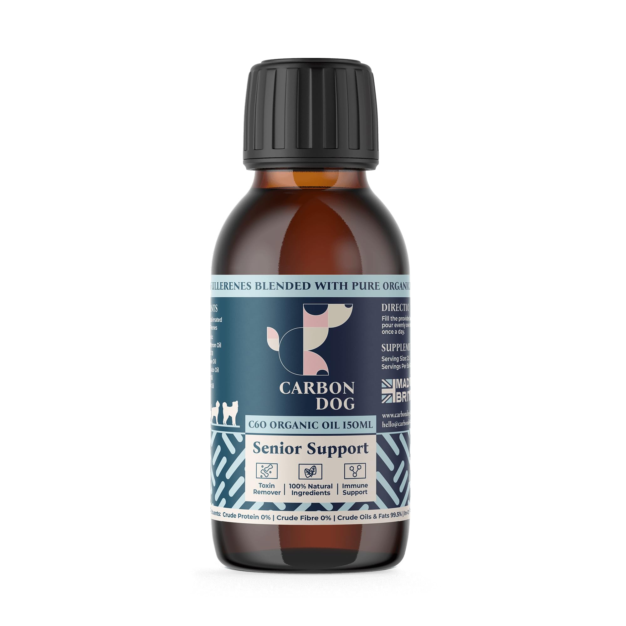 Carbon Dog Senior Support Dog Supplement 150ml | Specially Formulated Supplements for Senior Dogs | Maintains Comfort & Vitality | 100% Natural | With Salmon Oil and Flaxseed Oil