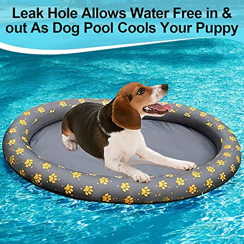 Ginkago Aufblasbar Schlauchboot Hunde Boot Haustier Luftmatratze Schwimmbad Strand Spielzeug (Grey)