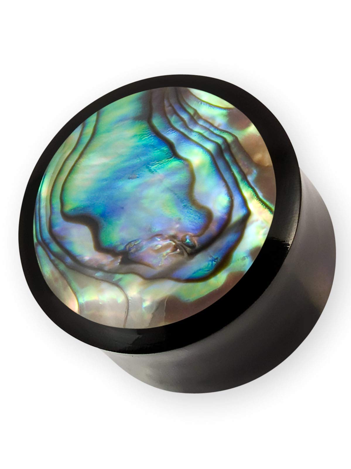 Fly Style Ohr Plug Horn Flesh Tunnel mit Inlay Paua Perlmutt Abalone Muschel | double flared