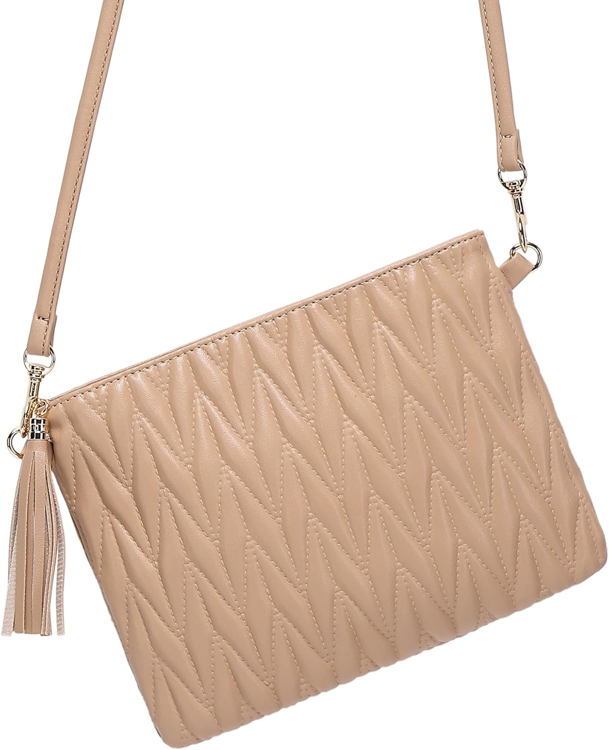 Trendy Vegan Leather Shoulder Purses, Clutch Wallet with Wristlet Strap,Small tassel Crossbody Bags for Women - Image 2