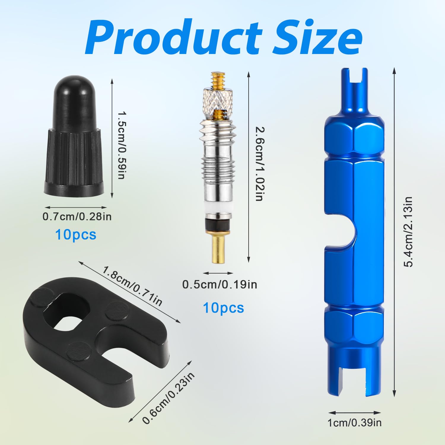 Presta Valve Core Schrader Tubeless Valve Core 20-Piece Bike Kit