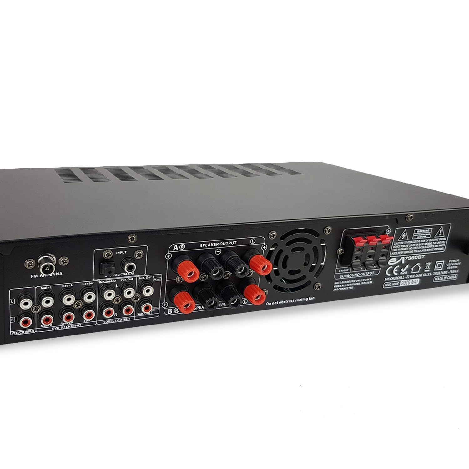 Evidence Acoustics Amplificatore HiFi EA-7360-BT - Karaoke 5.2 / USB SD BT FM - 4 x 75 W + 3 x 20 W + chiavetta USB 32 G