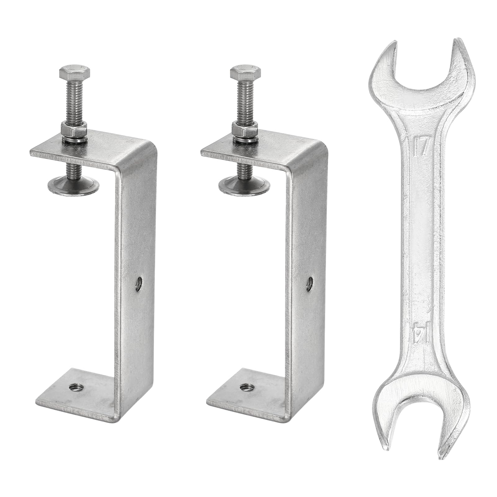 sourcing map 2PCS 304 Stainless Steel C Clamps Mini 5-1/8" (130mm) Wide Jaw Opening Small Galvanized U Clamp for Woodworking Welding Building Household Mounting