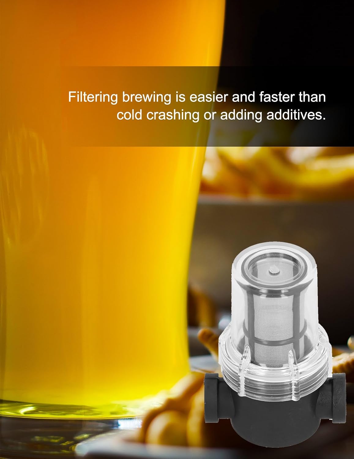 Inline Beer Filter, 80 Mesh 150 Micron Water Filter Plastic T Strainer Filtration Device, 3/8'' Gravity Feeding of Siphon Tube Brewing for Home Brewing Supplies (80 Mesh 180Micron)