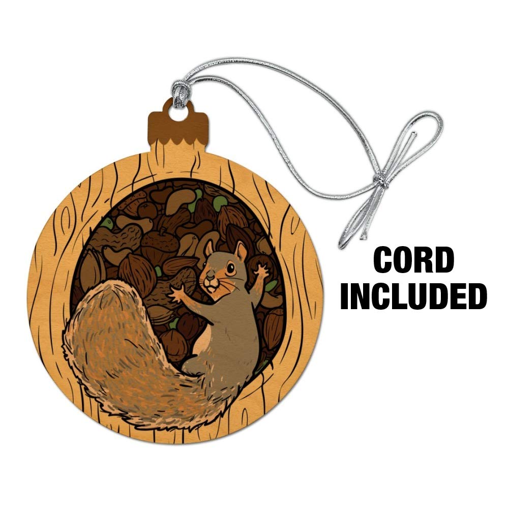 GRAPHICS & MORE Squirrel Protecting His Nuts Wood Christmas Tree Holiday Ornament