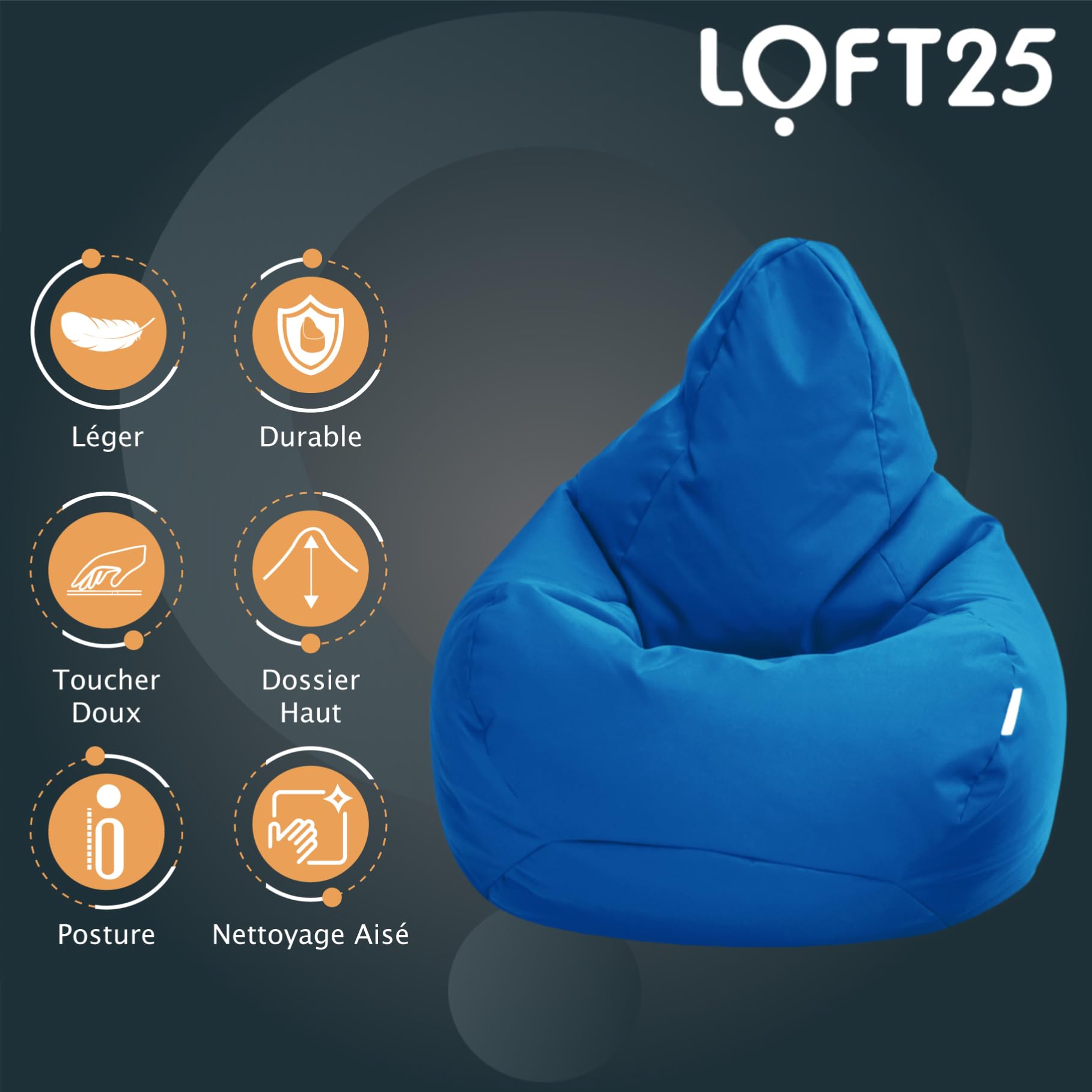 Loft 25 Fauteuil de Jeu Pouf | Siège pour Salon d'Extérieur et d'Intérieur | Résistant à l'Eau | Conception Ergonomique pour Le Soutien du Corps | Durable