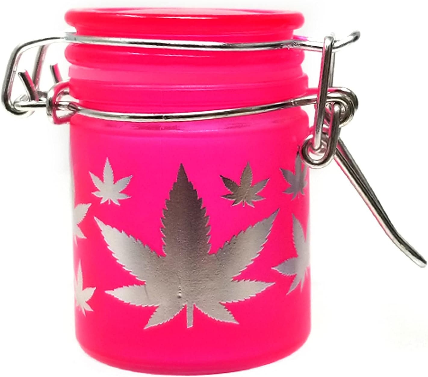 Airtight Glass Herb Stash Jar with Clamping Lid in Choice of Design (Metallic Silver/Purple, Small)