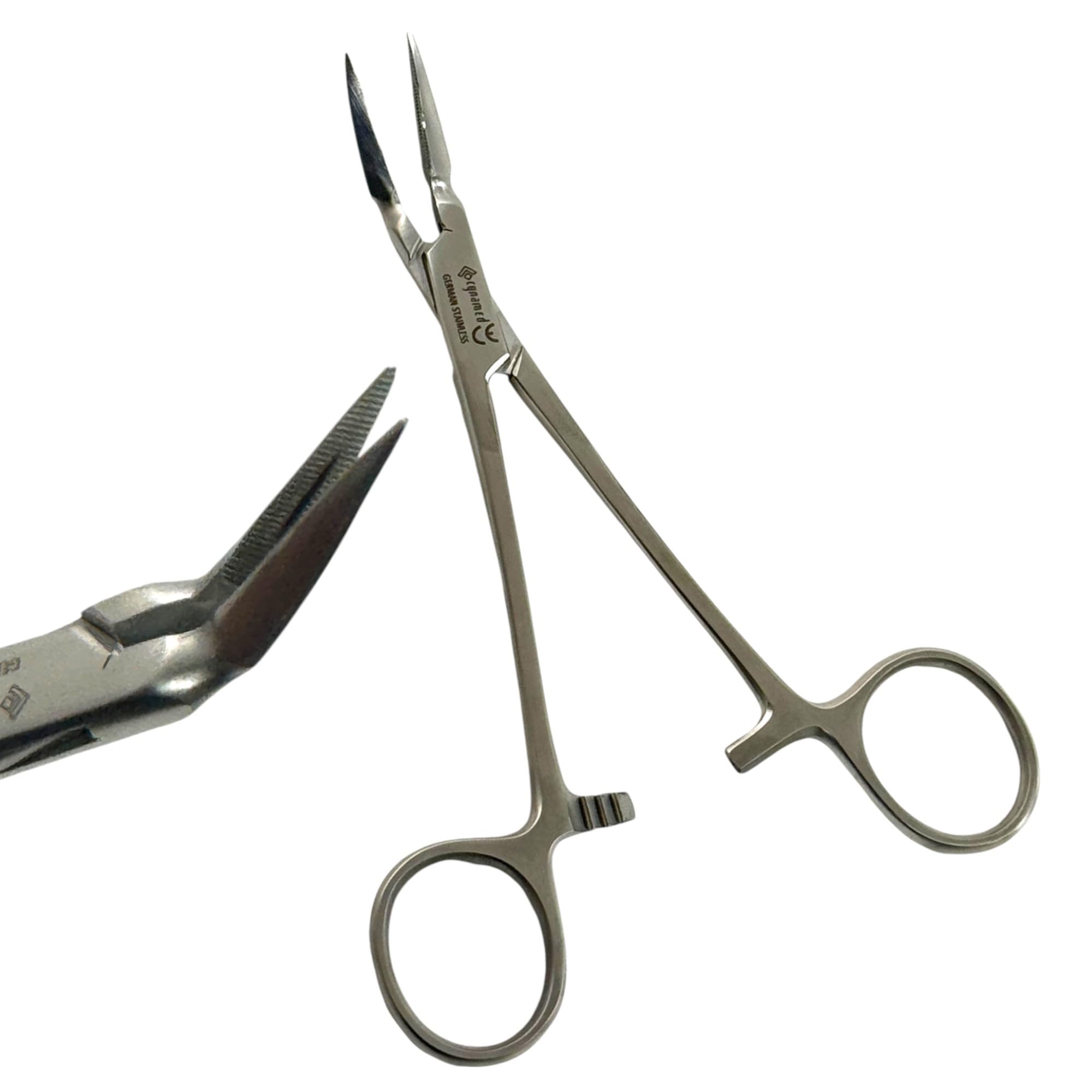 Steiglitz Root Fragment Forceps, 5in, with a 45° Angle Tapered Tip, Serrated | Lock Ratcheting Forceps | Autoclave Safe Dental Instruments