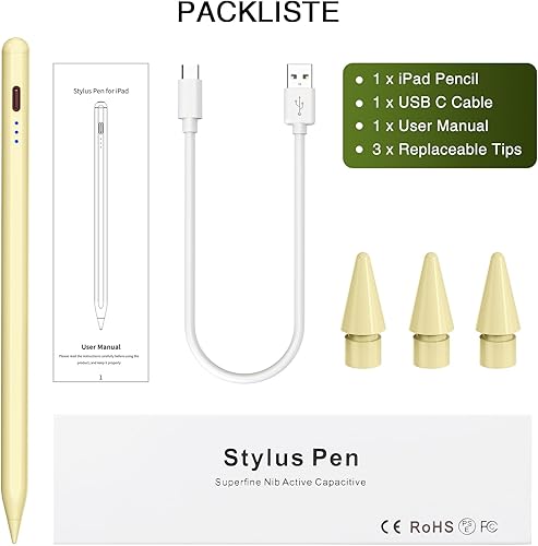 Miniatura 6 de Lápiz para iPad 2018-2025, HATOKU 15 minutos de carga rápida de 1 generación con inclinación y rechazo de palma compatible con iPad Air 345M2M3,