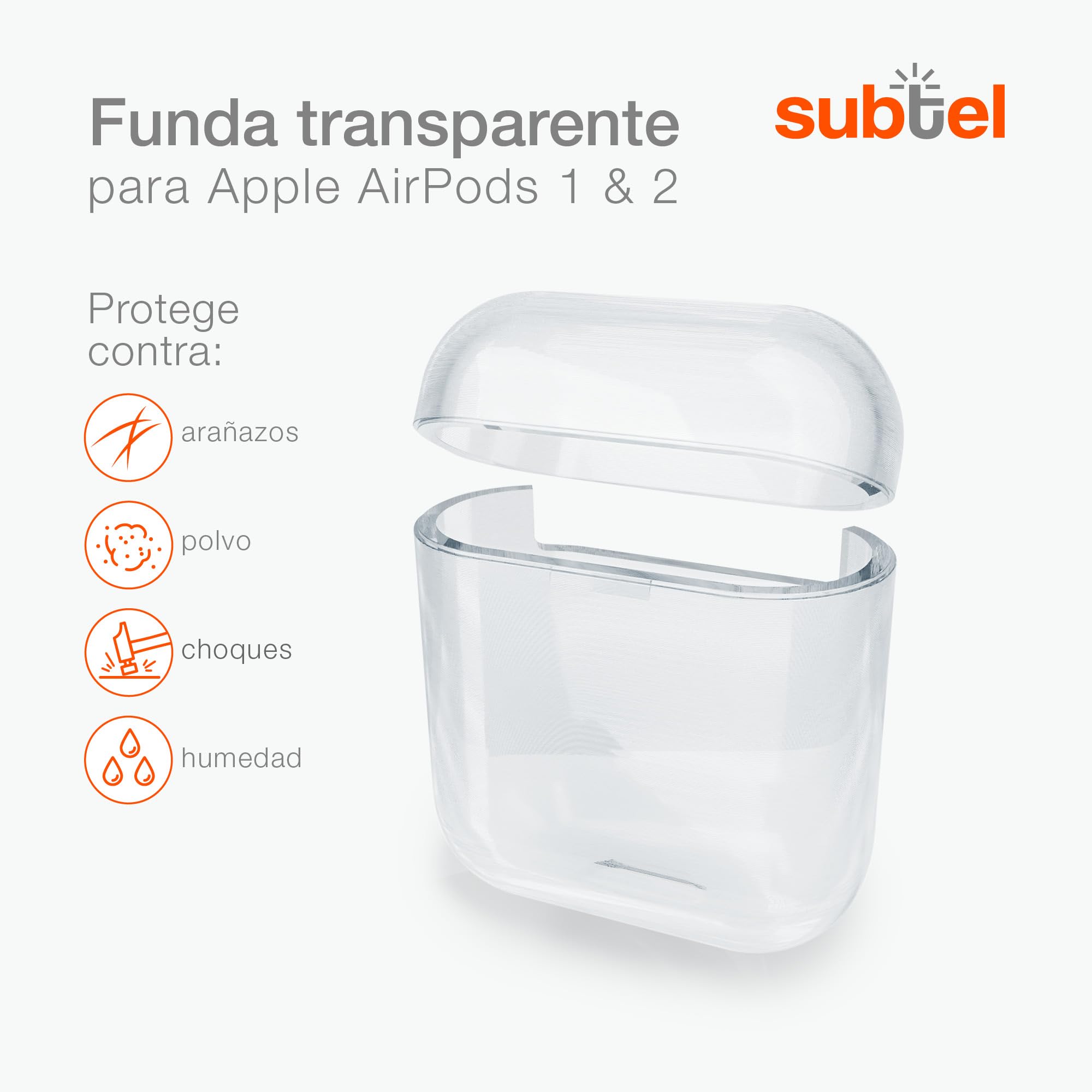 Funda Transparente Suave Para AirPods 1ª Y 2ª Gen | Resistente A Golpes Con Kit De Limpieza Y Cordón Incluido | Protección Total Con LED Visible