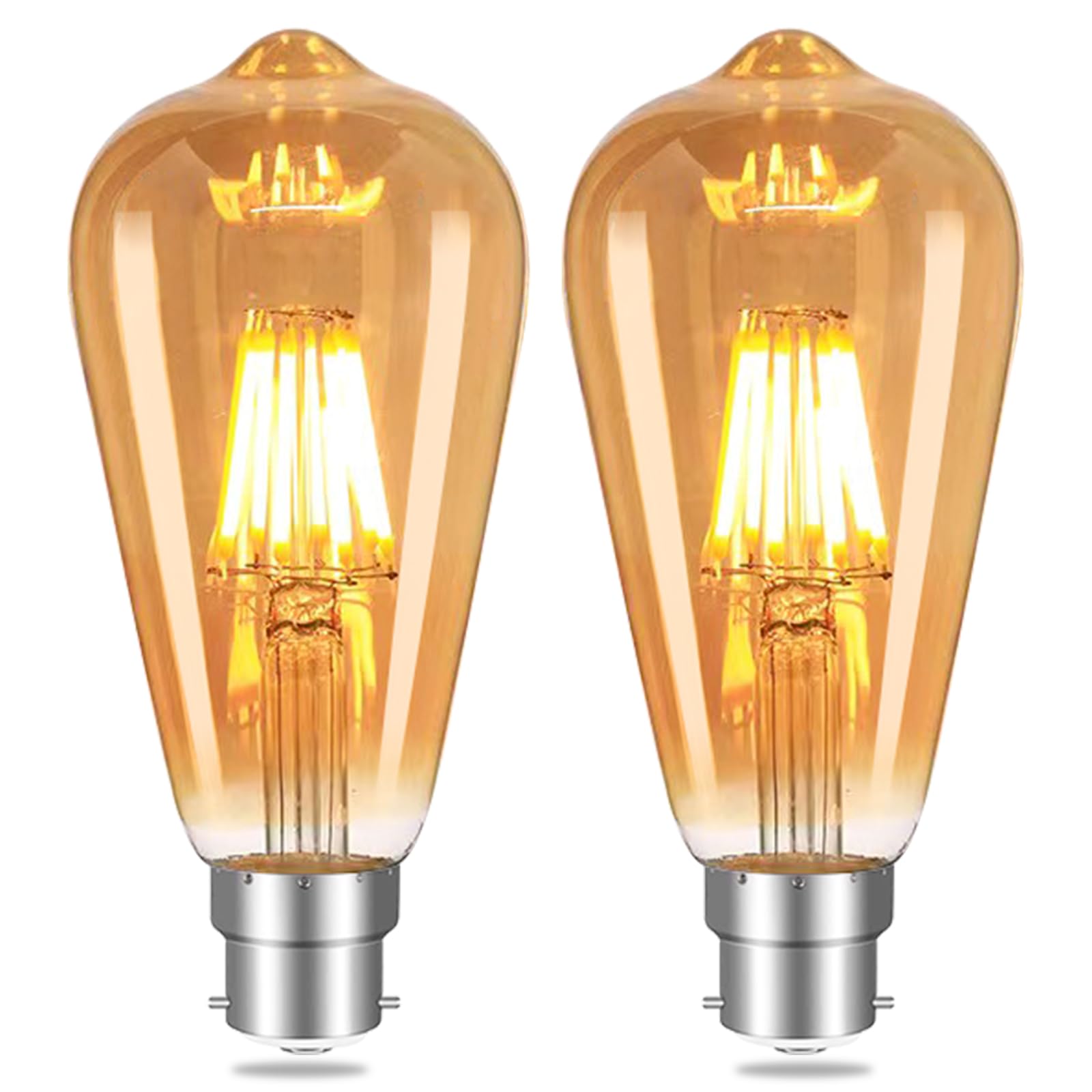 YOUDIAN Vintage Bayonet Light Bulb 6W,60 Watt Equivalent,B22 ST64 2700K Warm White Bulb