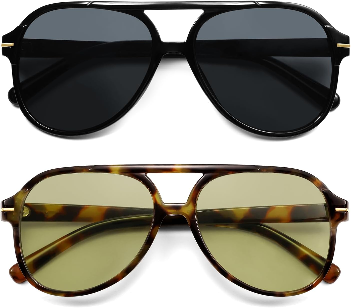 HERJOUR Retro Trendy Square Aviator Sunglasses Womens Mens 70s Classic Vintage Oversized Sun Glasses AR82174 - Image 4