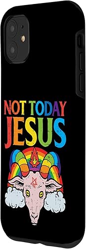 Miniatura 2 de iPhone 11 Today Not Jesus Satan Goat Satanic Rainbow Satanismo Estuche de regalo