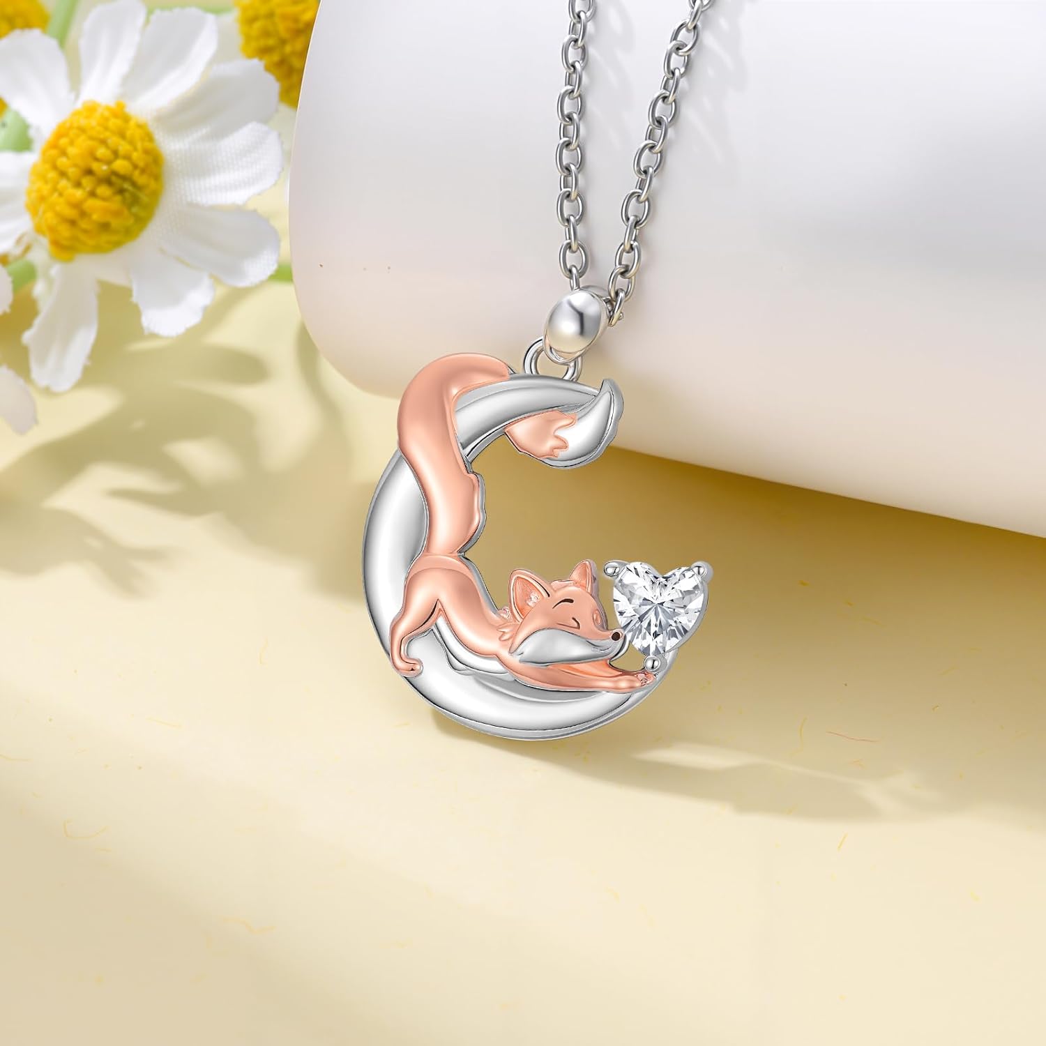 ROMANTICWORK Teddy Bear Necklace 925 Sterling Silver Fox/Axolotl Pendant Animal Jewelry Birthday Christmas Gifts for Women Daughter - Image 3