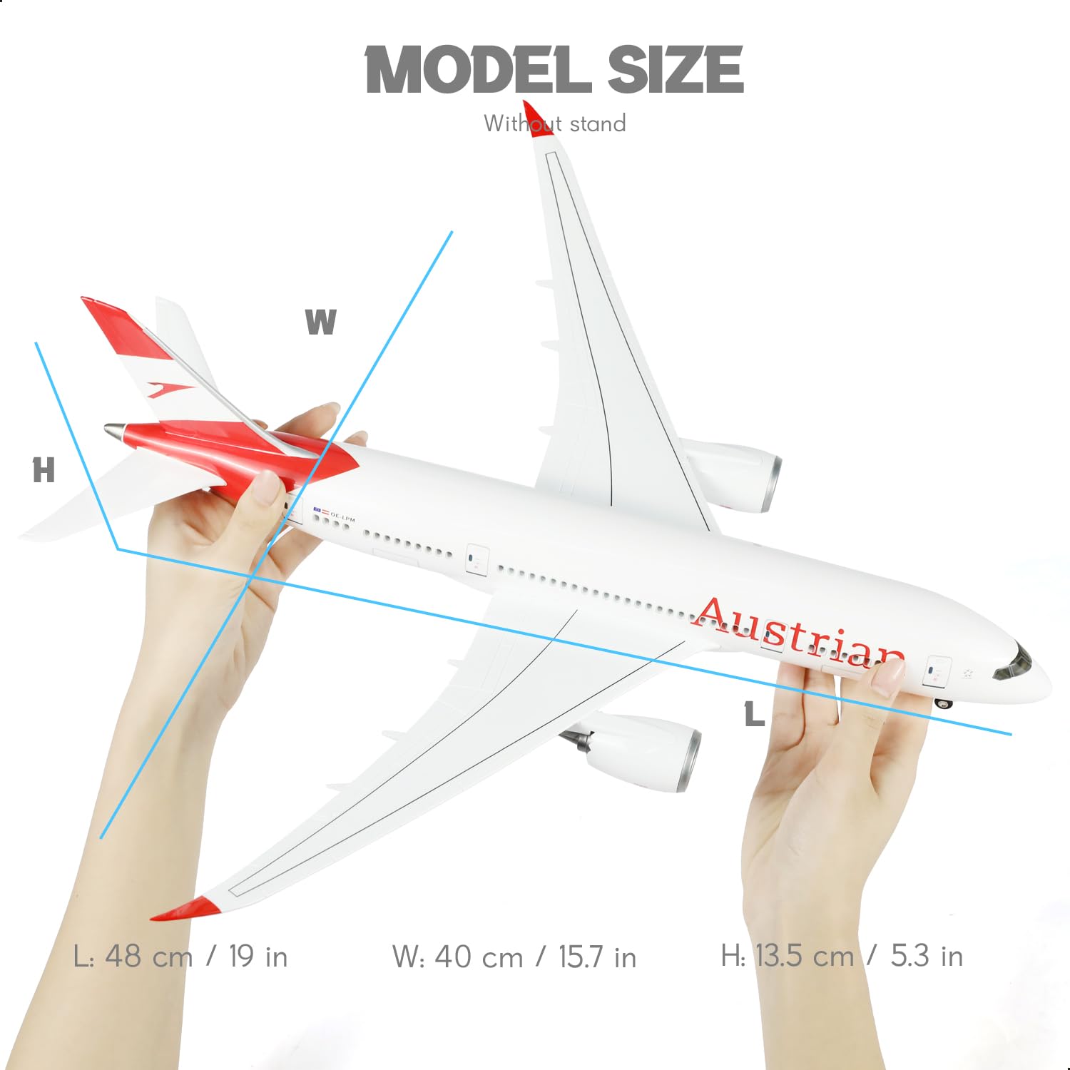 1/130 Austria 787 model samolotu ze stojakiem (długość 43 cm) do Boeinga 787, model samolotu z żywicy dla dorosłych, prezent dla entuzjastów lotnictwa, dekoracja do domu lub biura