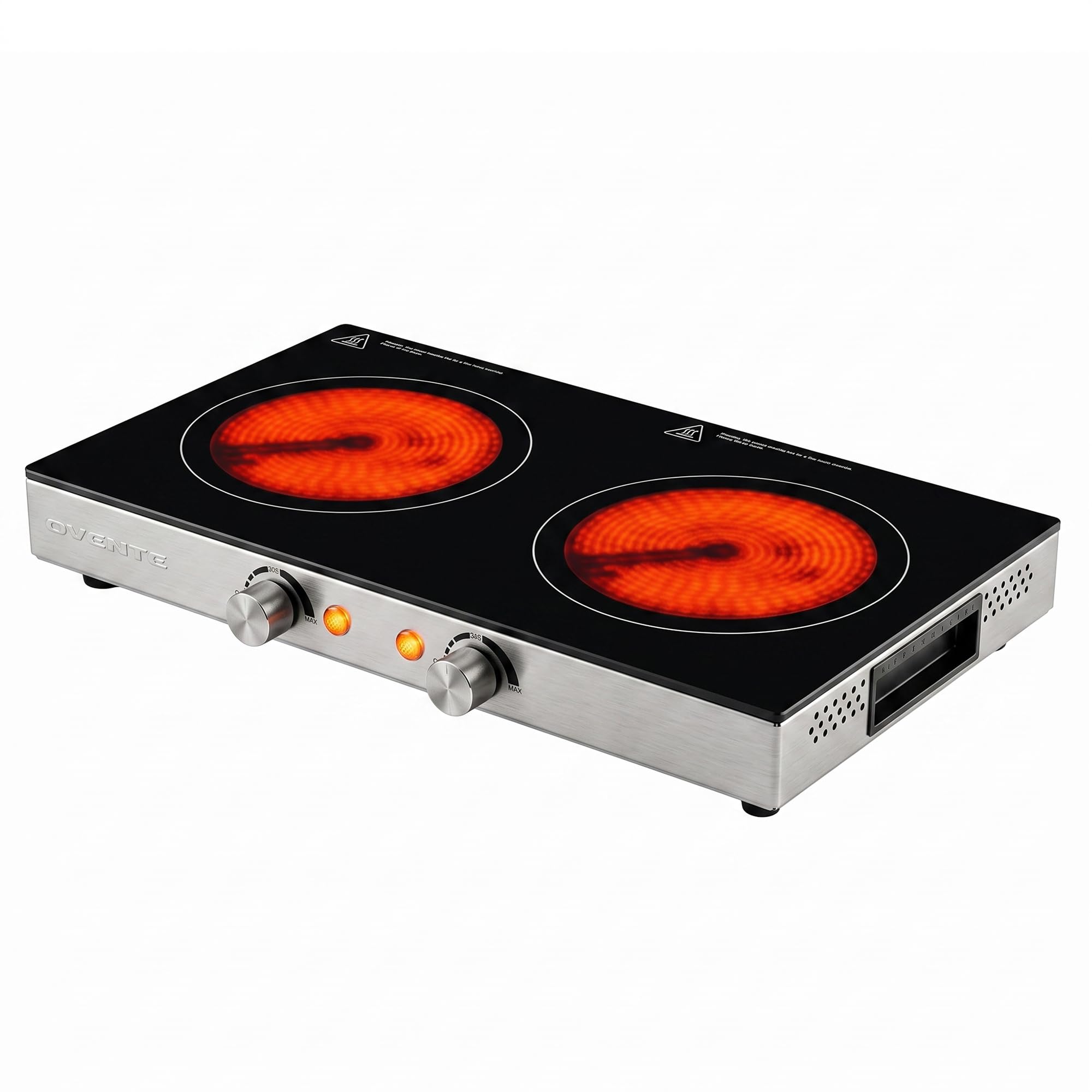 OVENTE Infrared Ceramic Double Burner, 1800W Hot Plate, Black BGI302GB