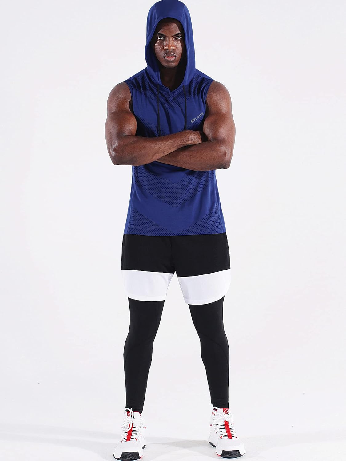 Neleus Men's Workout Tank Tops 3 Pack Sleeveless Running Shirts with Hoodie - Image 5